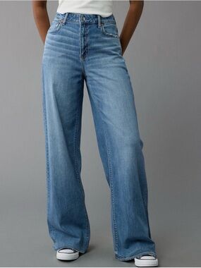 AE Dreamy Drape Stretch Super High-Waisted Baggy Wide-Leg Jeans